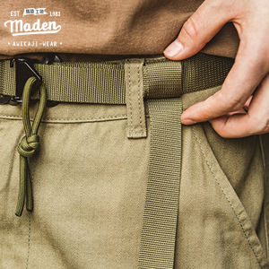 Maden brand tooling style tough guy men youth American retro S A S quick-release buckle belt army green tactical automatic trousers