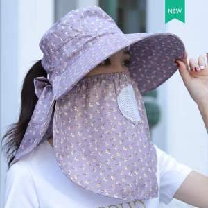 2022 ใหม่ Shawl sun hat หมวกกันแดดสวยๆ หมวกกันแดดปีกกว้าง หมวกกลางแจ้ง หมวกคลุมหน้า กันแดด กันลม และกันฝุ่น หมวกแฟชั่น