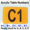 Acrylic Table Numbers Code with Alphabet A B C D E Nombor Meja dengan Huruf for Restaurants. 