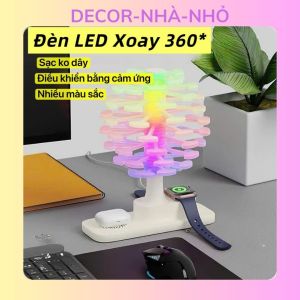 D100 "Đèn LED sạc không dây cây xoắn ốc sáng tạo trang trí phòng ngủ/bàn làm việc có thể sac đồng hồ điện thoại di động