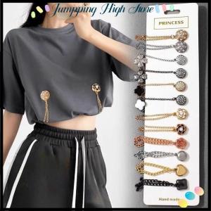 【Jumpping】 คลิปหนีบเสื้อผ้าแม่เหล็กอเนกประสงค์2ชิ้นพร้อมกระดุมโลหะแบบห่วงหนีบผ้าพันคอกางเกงขาหนีบติดด้วยแม่เหล็ก
