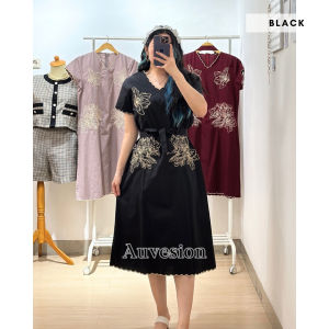6098 Alinka Strap Bordir Katun Midi Dress Cheongsam CNY Dress Kasual