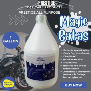 Prestige All Purpose Magic Gatas 1 Gallon – Restores & Shines Faded Surfaces | Long-Lasting Protection Against Aging Cracks & UV Damage | Quick-Dry Non-Greasy Formula | Ideal for Car Interior Leather Plastic Vinyl Furniture & More | Easy to Apply