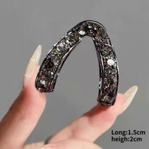 V-shaped Claw Clips Rhinestone Metal Hair Clip for Women Stay-Put High Ponytail Anti-Sag Hair Holder Headdress Decor Accessories
