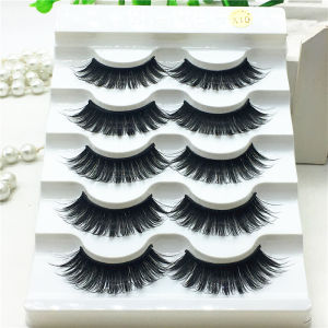 5Pairs 100 Real Mink 3D Volume Corner Thick False Eyelashes Strip Lashes