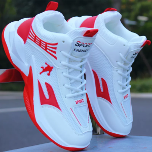 Mens new white high top basketball shoes breathable sports shoes for students mens casual wear-resistant anti slip running shoes