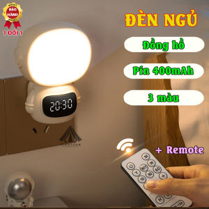 Đèn ngủ PHI HÀNH GIA có đồng hồ sạc tích điện 3 màu sáng có remote điều khiển nhỏ gọn hiện đại