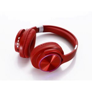 W413 Blue Headphones Over-Ear 5.0RGB Luminous Stereo Bass Foldable Card FM Blue Headset #