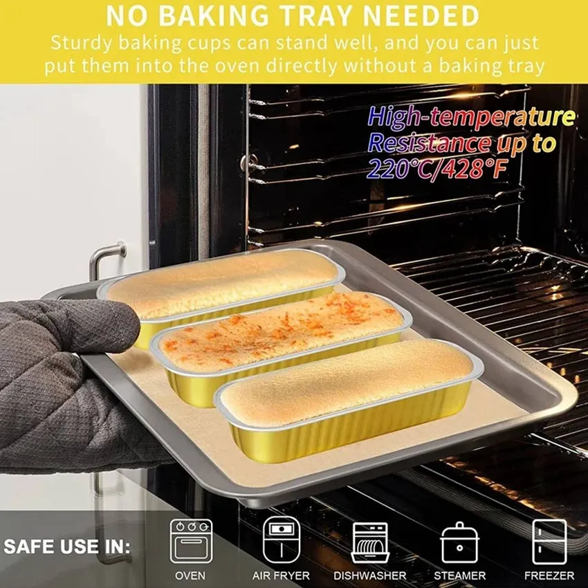 【 With Lids】5/10PCS Mini Baking Pan Rectangular Cake Bread Loaf Pan  Aluminum Foil Tins With Lids Non-Stick Baking Tray For Brownie Cheese Cake 
