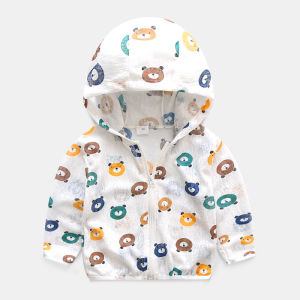 New 2022 Summer Outing Coat   Children Boys and Girls Sun- Clothing Cartoon Printed Breathable Lightweight Hooded Jacket