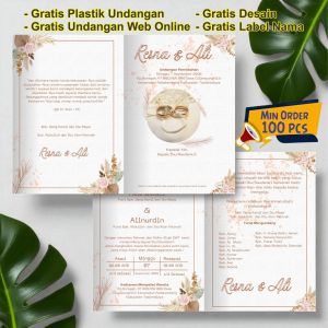 Cetak Undangan Pernikahan Bisa Tambah Foto/gambar Tema Krem Elegan Zain Grafika