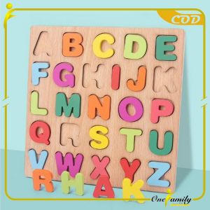 ONE-M313 Mainan Edukasi Anak Puzzle Kayu 3D Huruf Angka dan Bangun Datar / Puzzle Alphabet Mainan Kayu Anak / Wooden Toys ABC Kids