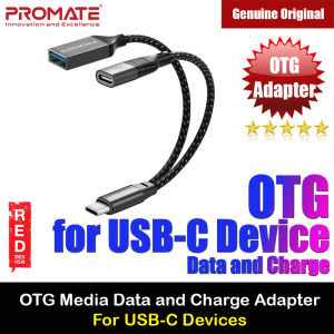 Promate OTG Media Adapter with Male Type C Cable to Female USB A USB C Ports 480Mbps Data Transfer 45W Charge For Galaxy S22 Ultra  OTGLink-C