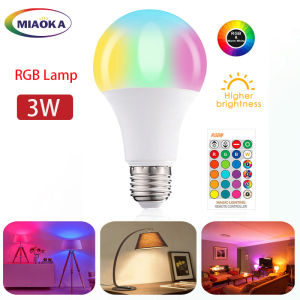MIAOKA RGB LED Lights Bulbs 2020 New 3W/5W/10W/15W LED Lamp Bulb Dimmer Lamp Clad Aluminium Discolored Bulbs with Remote Control Party Bar Home Decoration Fit E26/E27