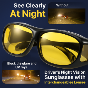 Night Vision Driving Glasses Anti-Glare Polarized Sunglasses Eyewears Driver Goggles for Men Women UV Protection HD Day/Night Use