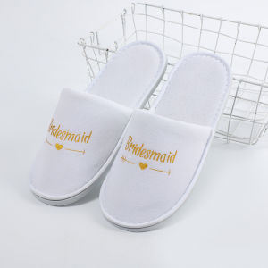 Bride wedding half toe exposed bridesmaid coral fleece slippers printed full package single party slipper