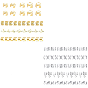 ห่วงผมสีทองสไตล์ชนเผ่าลูกปัดผมผมม้วนหลวมสำหรับถักเปียกิ๊ฟติดผมลูกปัดเดรดล็อกคลิปถักเปียแหวนถักเปีย