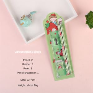 YILQQPER Cartoon Pencil Stationery Set 5-piece Stationery Set Childrens Day Gift Pencil Set Reward Childrens Festival Gift School