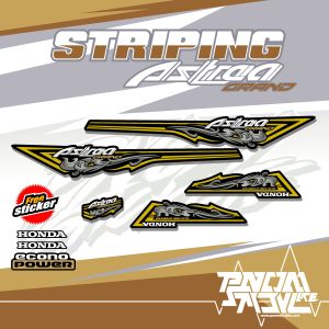 Set Striping Stiker Honda ASTREA GRAND Classic - Desain Sabit Bulus Dream Warna CACAO/Hitam Berkilau