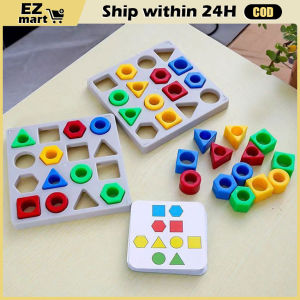 【Fast Shipping】 Montessori Geometric Shape Color Matching Puzzle Sensory Educational Learning Toys Preschool Game For Kids 2 to 4 Years Old