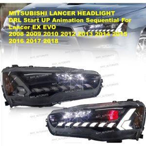 MITSUBISHI LANCER HEADLIGHT WITH DRL Start UP Animation Sequential For Lancer ex evo 2008 2009 2010 2012 2013 2014-UP