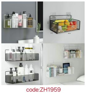 SKY E-COMMERCE CO.Ltd COD Iron storage rack storage rack bathroom kitchen dormitory multi-functional hanging rack creative hole punching design