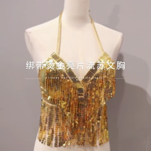 Belly Dance Costume Belly Dance Bandage Glitter Bra Top with Chest Pad for Halloween Stage Performances Raves Cabaret