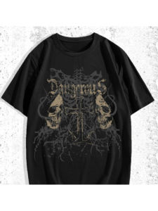 Men Gothic Skull T-Shirt - Soft Breathable Short Sleeve Round Neck Tee with Gothic Calavera (skull) Print - Casual Regular Fit for Outdoor Fitness Daily Wear & Summer Adventures - Machine Washable - Menswear