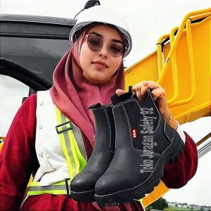 Sepatu Safety Murah Pria Wanita Shoes Skn Ujung Besi Pelindung Kaki Kulit Buatan Terbaik Proyel Pertamina Mekanik Pabrik Kebun Sol Karet Anti Slip tahan Minyak Air Solar Oli