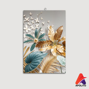 HIASAN DINDING BUNGA ABSTRACT APOLITO ( 20X30 CM ) ABSTRAK GOLD FLOWERS PAJANGAN DINDING DEKORASI DINDING PAJANGAN KAYU PAJANGAN DINDING