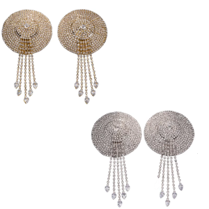 Women Glittering Nipple Stickers with Rhinestones Tassels Body Chain for Festivals Party Tassels Nipple Covers Pasties