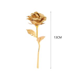 5Pcs Gold Rose Flower Artificial Foil Plated Plastic Fake Flower Romantic Wedding Birthday Party Valentines Day Gifts Decoration