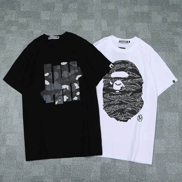 BAPE X UNDEFEATED Jungle camouflage print O Neck White Black Short Sleeve tshirt Men Women Top Tees Hip Hop New Arrival Lazada PH