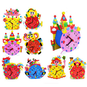 Kids Children EVA DIY 2 IN 1 Clock & Pen Holder/Time Learningt/Art Craft/Aktiviti Kraftangan Tadika Taska Belajar Jam