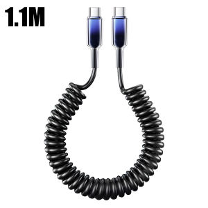 10A USB Type C Fast Charging Cable Spring Telescopic Car Charger Cord For iPhone 17 16 15 Pro Max Xiaomi Huawei USB C Cables