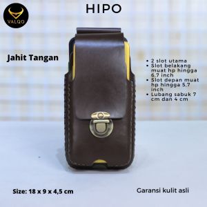 [VALQO] HIPO Sarung HP Kulit Sapi Dompet hp Tempat hp 2 Dua Slot HP SarungHP TempatHP DompetHP