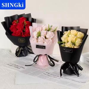 SHNGki 9 Thủ Trưởng Xà Phòng Hoa Hồng Bó Hoa Nhân Tạo Hoa Cho Giáng Sinh Đám Cưới Sinh Nhật Đảng Ngày Valentine Tự Làm Quà Tặng Trang Trí Nội Thất
