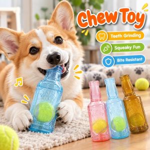 Lucky DAYS.my Puppy Dog Chew Toy TPR Bite Resistant Squeaky Fun Toy With Tennis Ball For Teeth Grinding Play