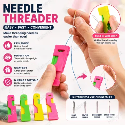 Needle Threader Pemasang Jarum Alat Masuk Benang Thread Device Jahitan