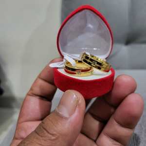 Cincin mata Belah TITANIUM Korean Fashion Couple Tunangan Titanium Emas Anti Karat Model TERBARU Untuk Pria Dan wanita Dapat 2 cincin dan free box