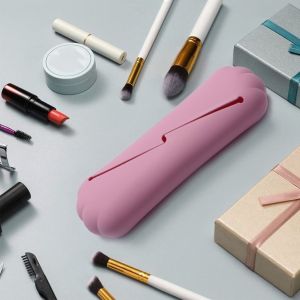 PKI27 Portable Makeup Brush Holder Silicone Waterproof Makeup Bag Beauty Storage Tool Dustproof Cosmetic Brushes Pouch for Woman
