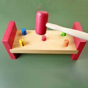 Mainan Kayu Edukasi Edukatif Anak Hammer Set 5 Pasak Palu - Paluan Montessori Toys