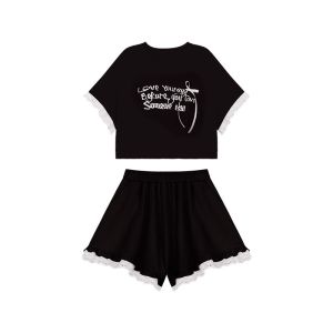 Girls Kids Short Sleeved Set Fashionable Korean Style Childrens Cotton Fabric Summer Outfit