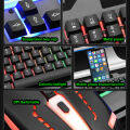 T25 Gaming Keyboard and Mouse Set Colorful LED Backlight Ergonomic Metal Keyboard and 1600 DPI Gaming Mouse Bundle Combo Set USB Wired for PC Laptop. 