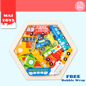 Mai Toys Mainan Puzzle Kayu Tebal Segi 6 Untuk Edukasi Motorik Halus kreatifitas imajinasi Anak