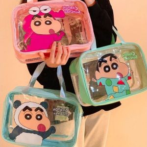 JON09 ซิป กระเป๋าเครื่องสำอางใส ไคนอน ชินจัง ป้องกันน้ำ กระเป๋าเดินทาง ค่ะ แบบเกาหลี กระเป๋าใส่เครื่องสำอางการ์ตูน การเดินทาง