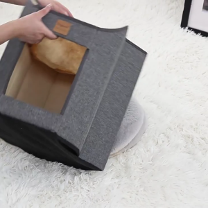 Double Deck Cat Tree Cat House Collapsible Cave Bed Kitten Warm Rest Bed Cats Habitat Four Season Cushion Bed Pet Supply