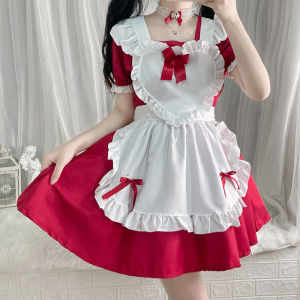 Alice Red Wine Sweetheart Maid Costume lolita Cute maid outfit cosplay Lolita princess dress