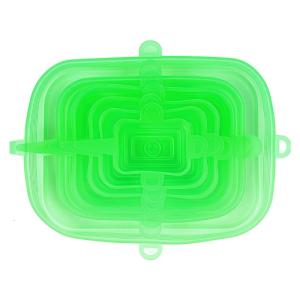 Set Of 6 User Friendly Silicone Square Container Lids Airtight Efficient Covers Kitchen Storage Silicone Covers