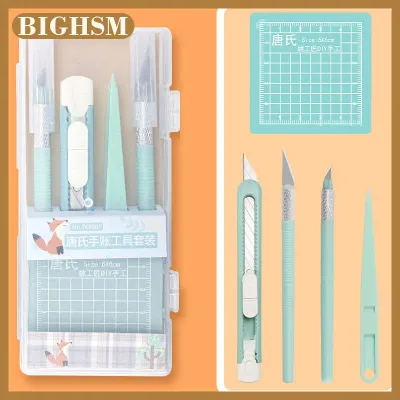 BIGHSM Complete DIY Scrapbooking Tool Kit With Pens Carving Knives Tweezers And Cutting Mats – Non-Retractable Handle For Everyday